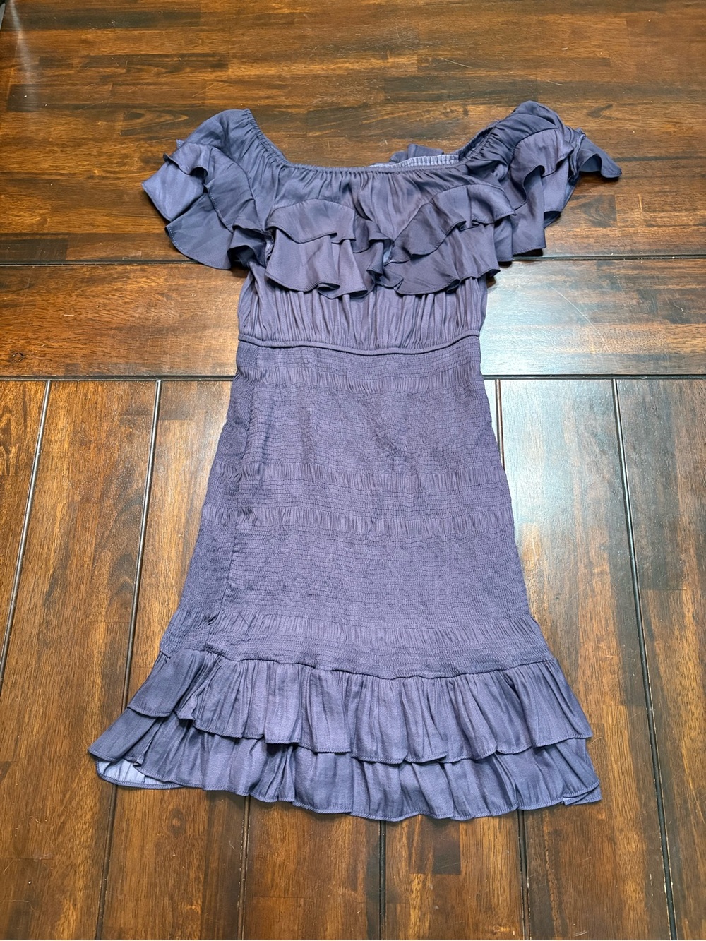 Do + Be Off-the-Shoulder Ruffle Smocked Bodycon Mini Dress, Size S